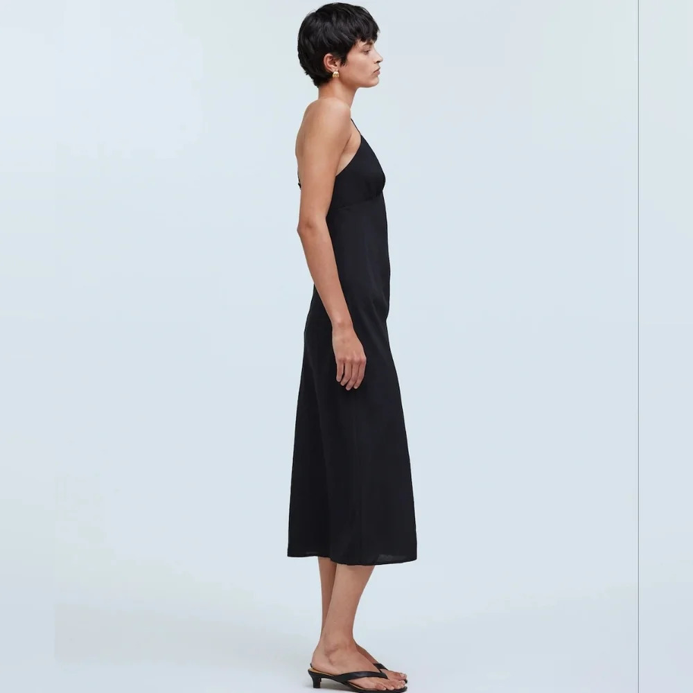 Madewell The Layton Midi Slip Dress Black Women's 10 V-neck Wedding Guest Dainty - Picture 5 of 6